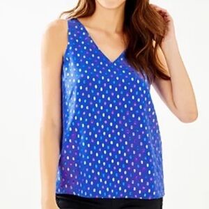 Lilly Pulitzer Florin Top Size Small Iris Blue Moroccan Metallic Clip